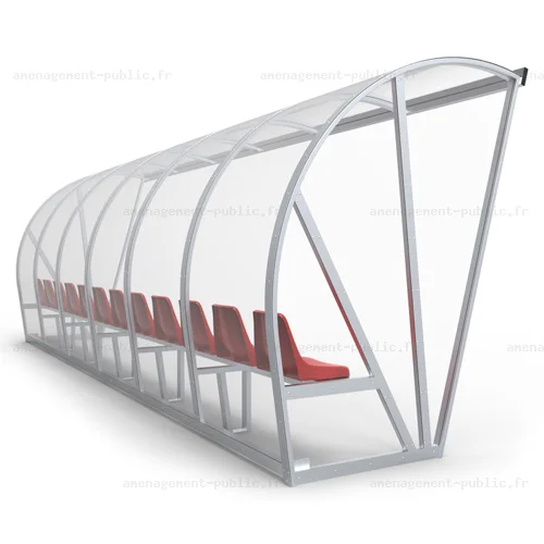 Abri de touche 12 places en aluminium et polycarbonate
